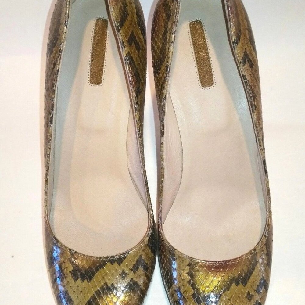 LONGCHAMP NEW Pumps Heels Hidden Platform Python ALL- Leather Womens 40/9 Italy - Picture 7 of 12